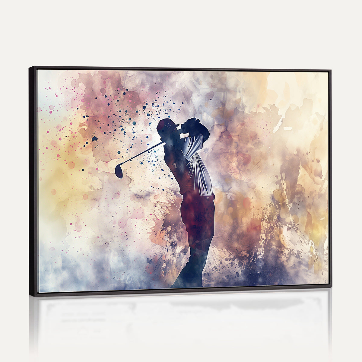 10848-MGV-CV-36X24 - Abstract Watercolor Golf Player Wall Art Canvas Print