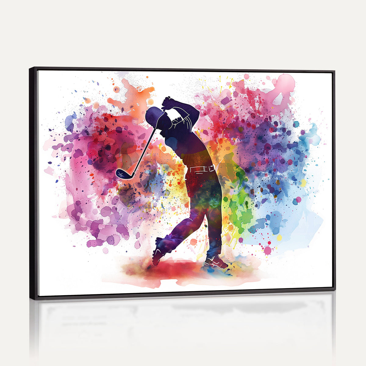 66537-MGV-CV-36X24 - Colorful Golfer Swing Wall Art Canvas Print, Ready to Hang