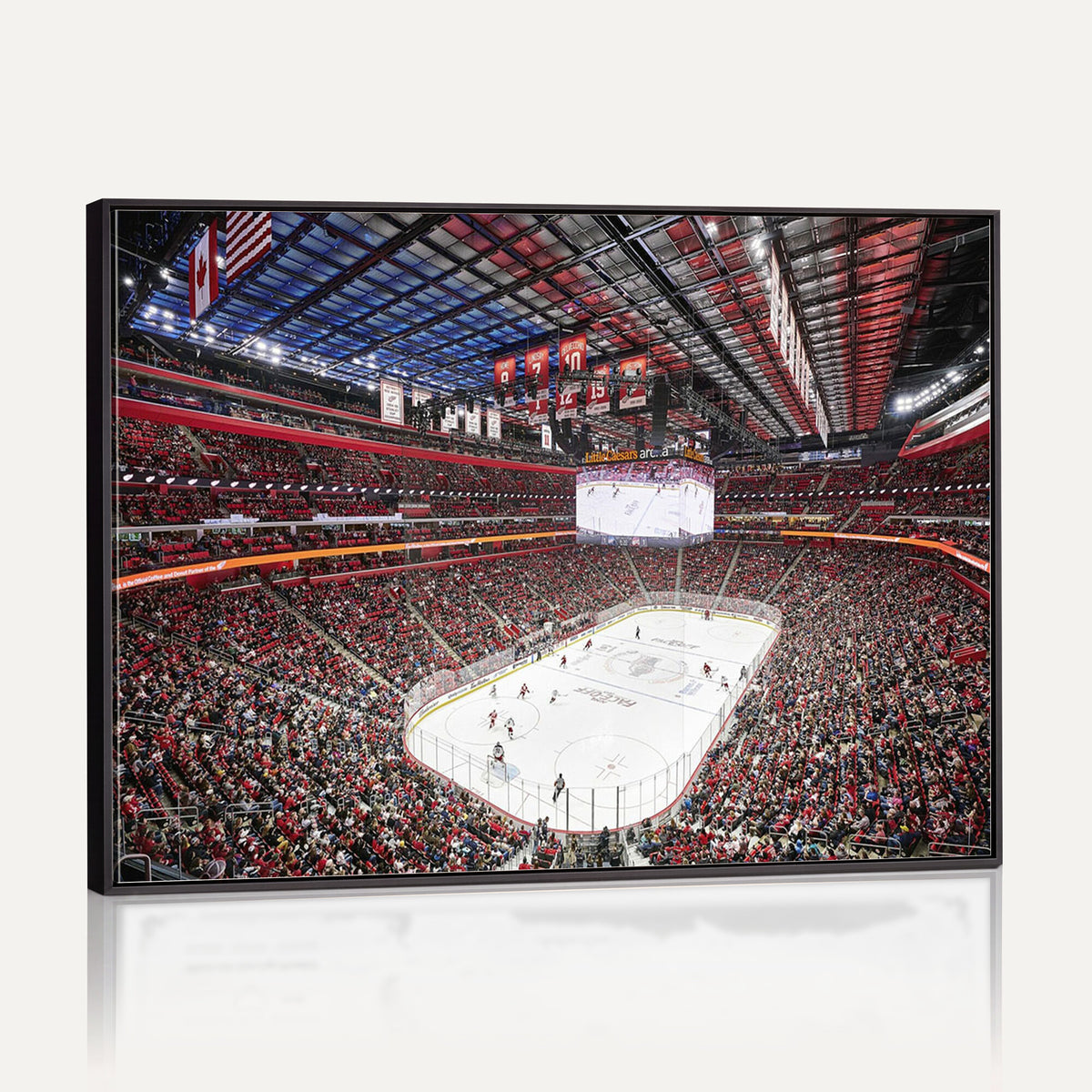 62263-MGV-CV-36X24 - Barton Malow Little Caesars Arena Detroit Wall Art Canvas Print - Detroit Hockey and Basketball
