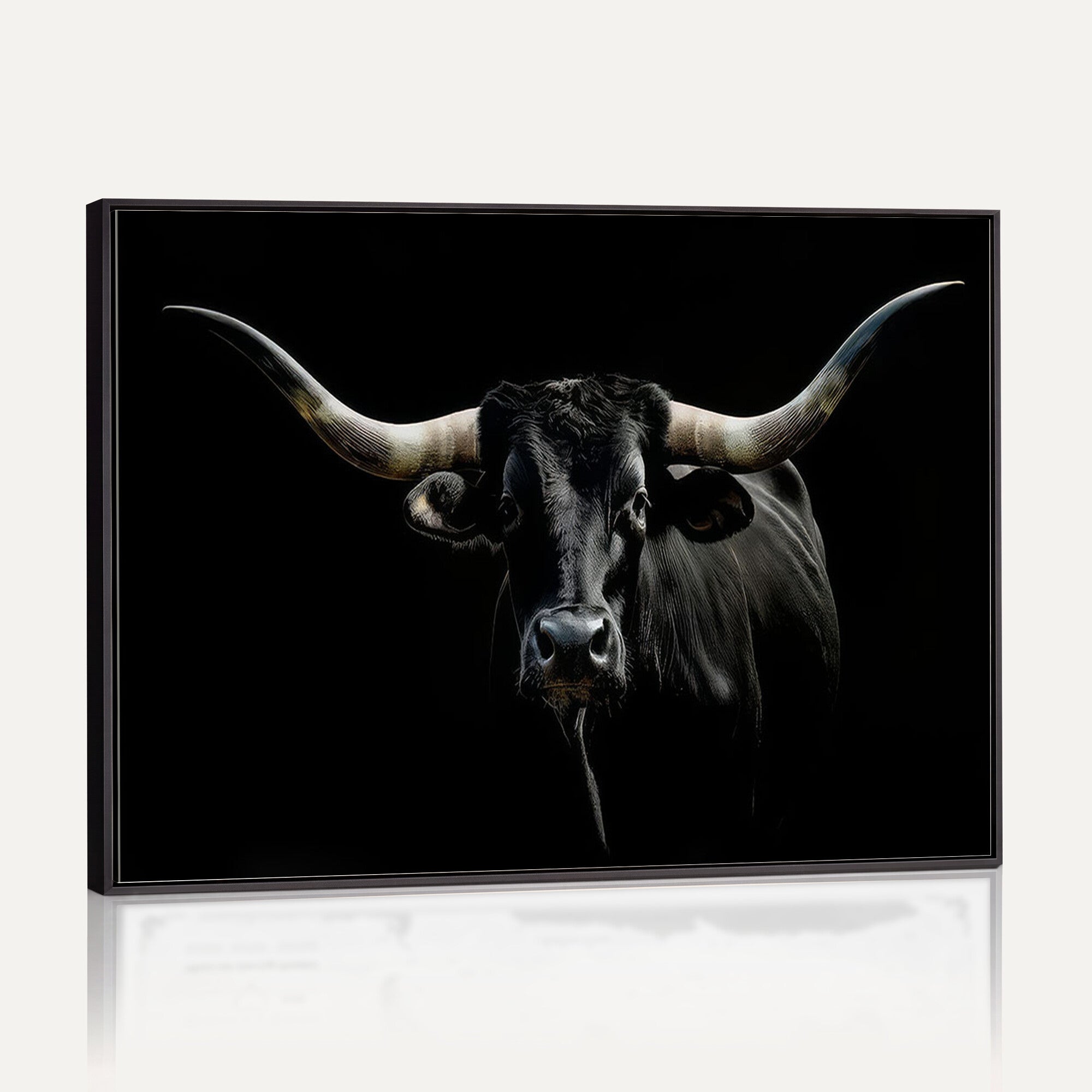 37889-MGV-CV-36X24 - Texas Longhorn Canvas Wall Art - Rustic Western Longhorn Bull Print in Brown & Black - Farmhouse Decor for Living Room, Office, or Ranch