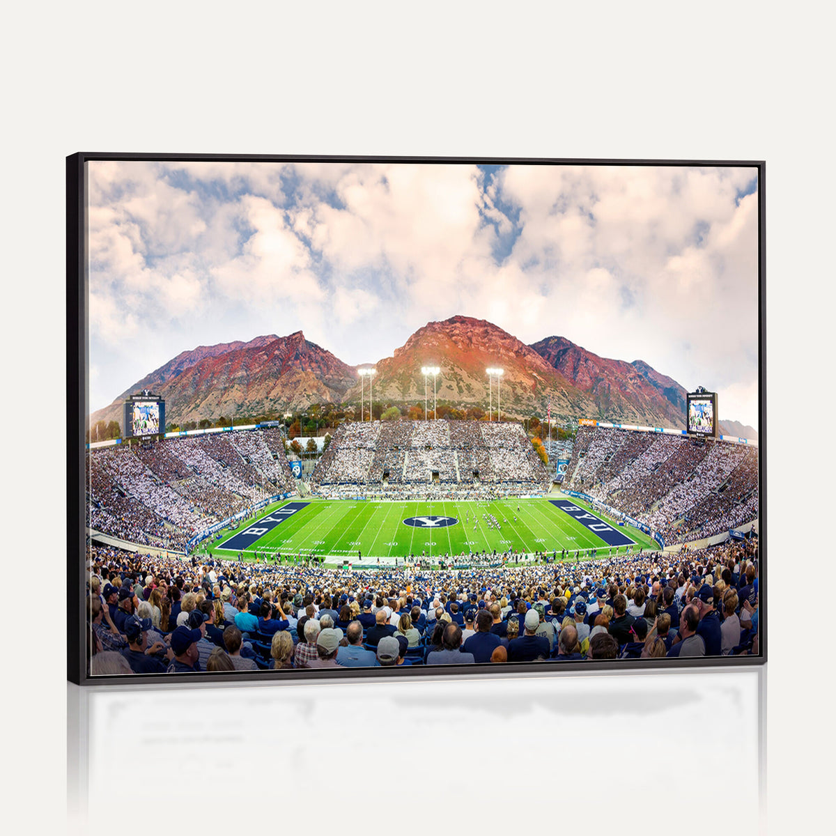 85734-MGV-CV-36X24 - Brigham Young University Cougars Football Team Print - Provo LaVell Edwards Stadium Wall Art Canvas