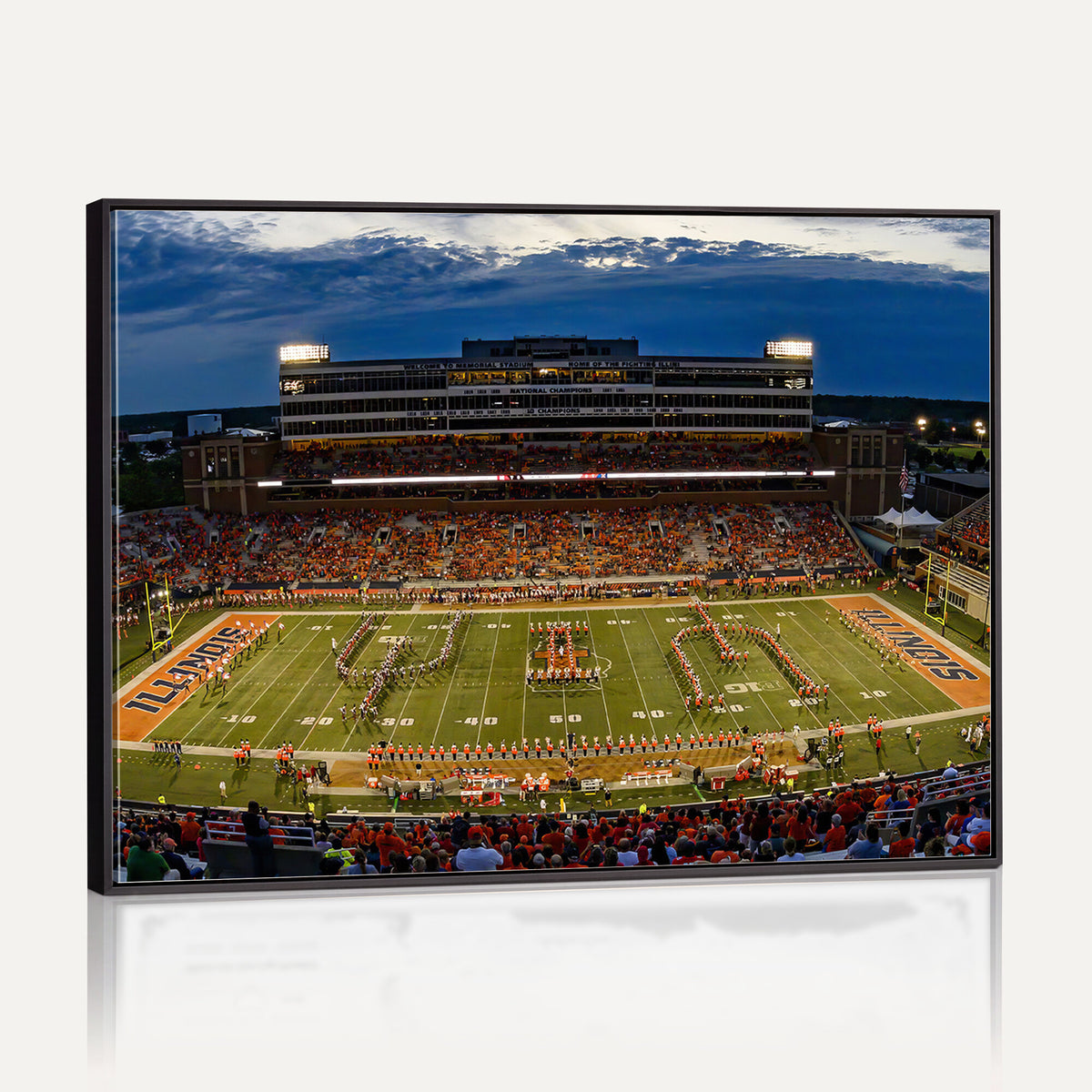 44513-MGV-CV-36X24 - University of Illinois Fighting Illini Football Team Print - Champaign Illinois Memorial Stadium