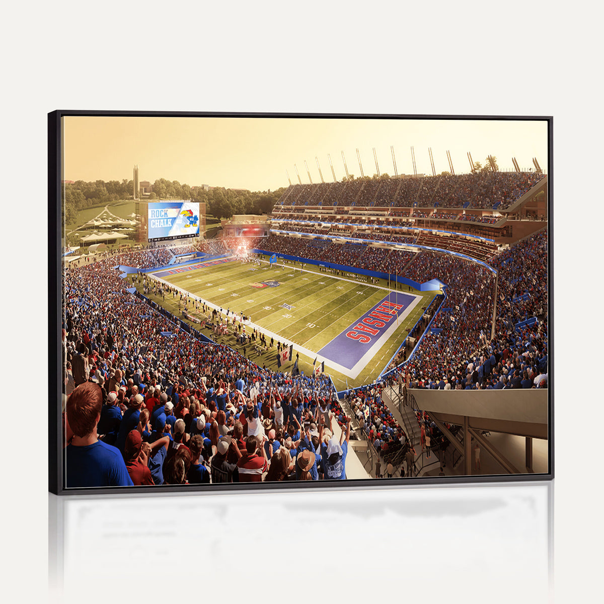 71731-MGV-CV-36X24 - University of Kansas Jayhawks Football Team Print - Lawrence Kansas Memorial Stadium Wall Art Canvas