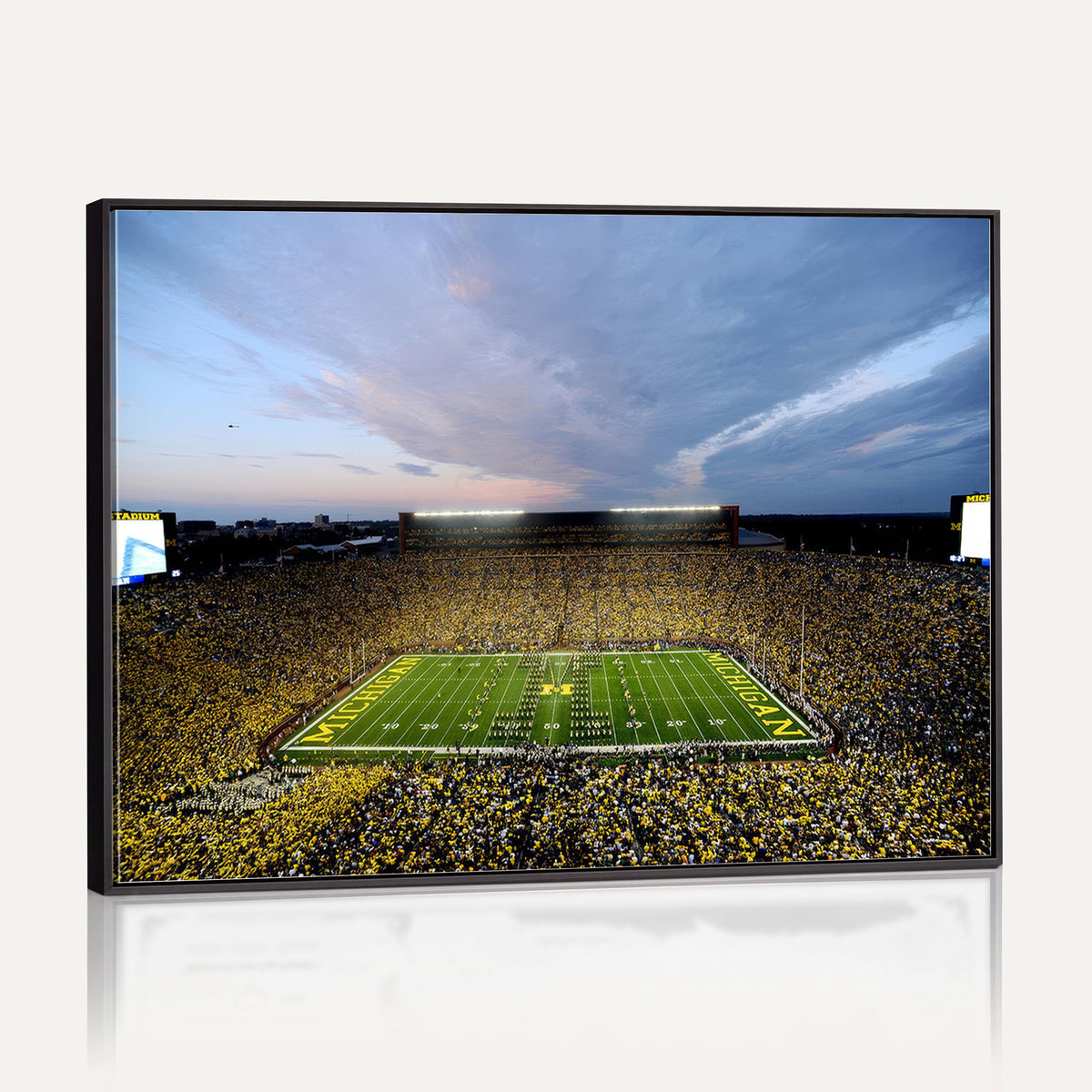 82641-MGV-CV-36X24 - Michigan Stadium Wall Art Canvas Print – Framed Football Field Scene with Marching Band Artwork for Home, Office