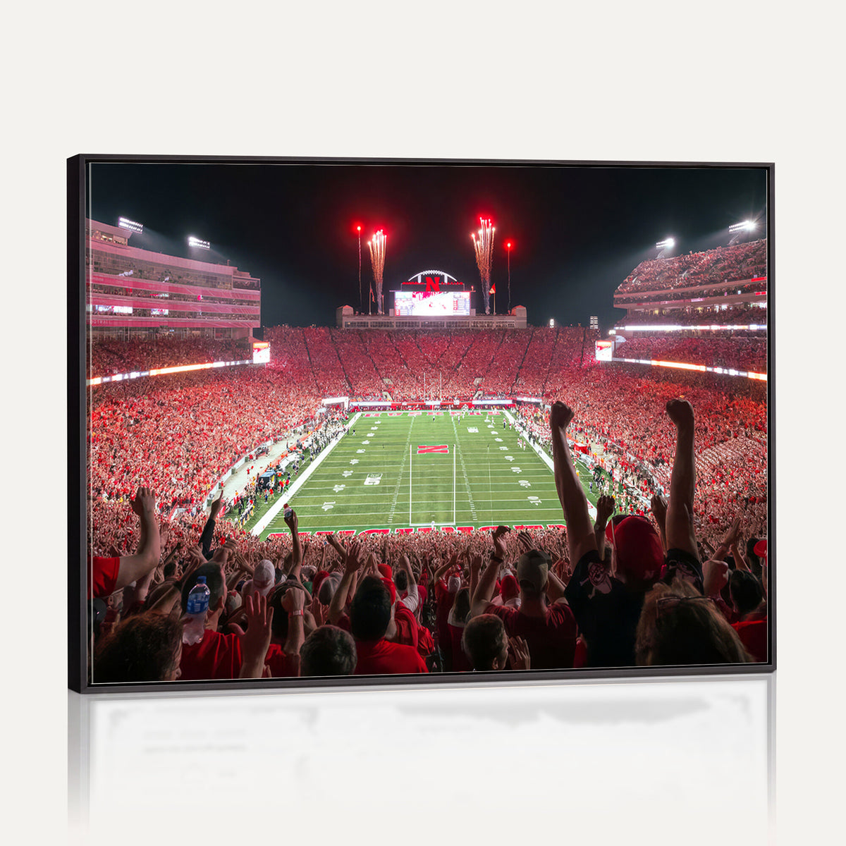43351-MGV-CV-36X24 - University of Nebraska Cornhuskers Football Team Print - Lincoln Memorial Stadium Wall Art Canvas