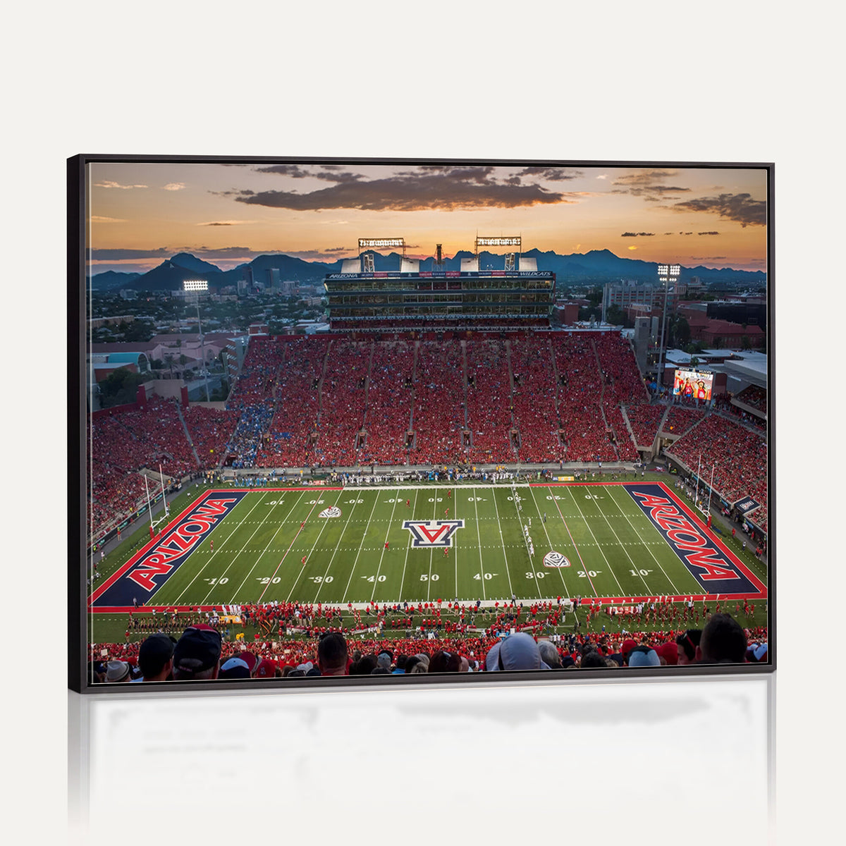 99722-MGV-CV-36X24 - Framed Arizona Wildcats Football Team Print - Tucson Arizona Stadium Wall Art Canvas Print