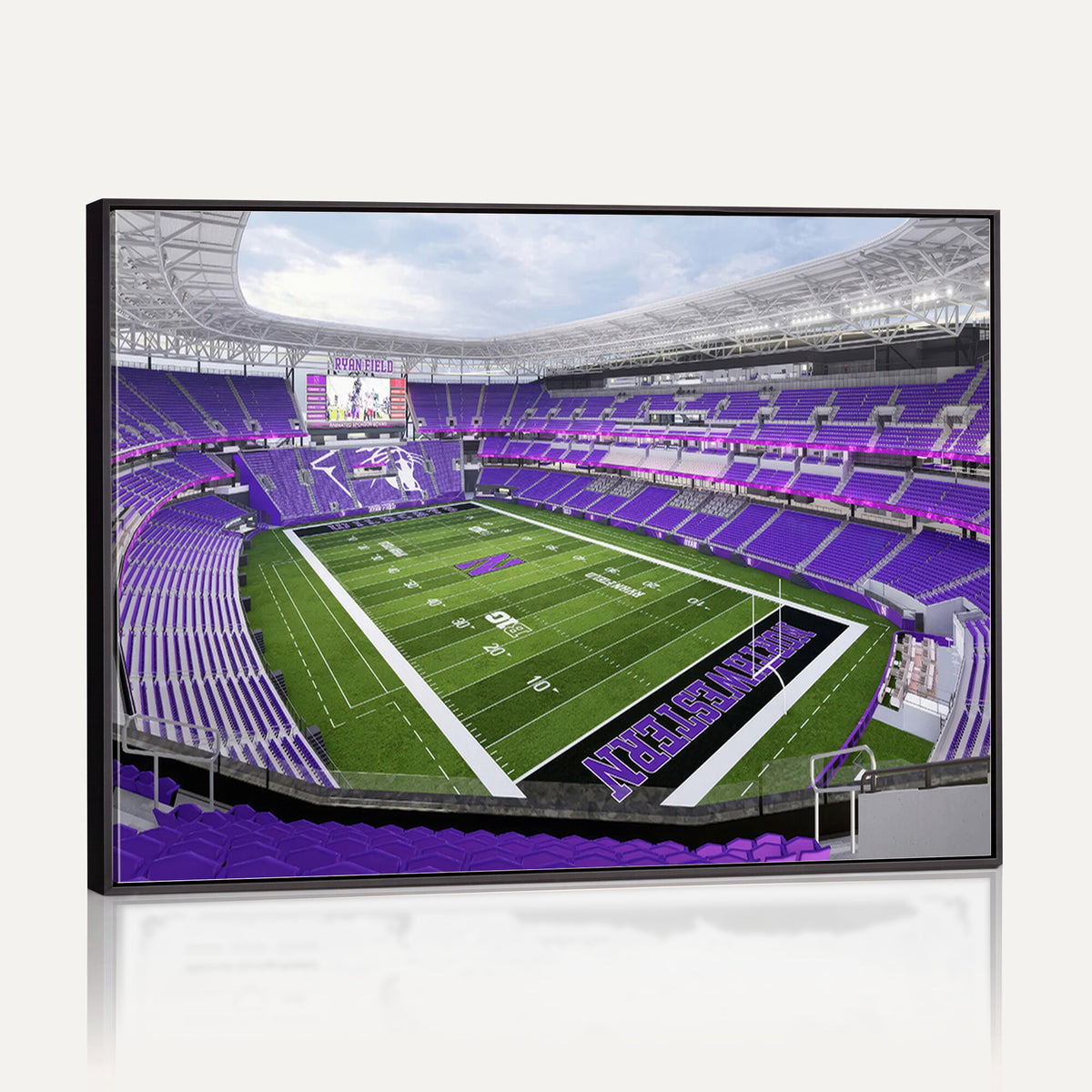 49190-MGV-CV-36X24 - Northwestern University Wildcats Football Team Print - Evanston Ryan Field Wall Art Canvas Print