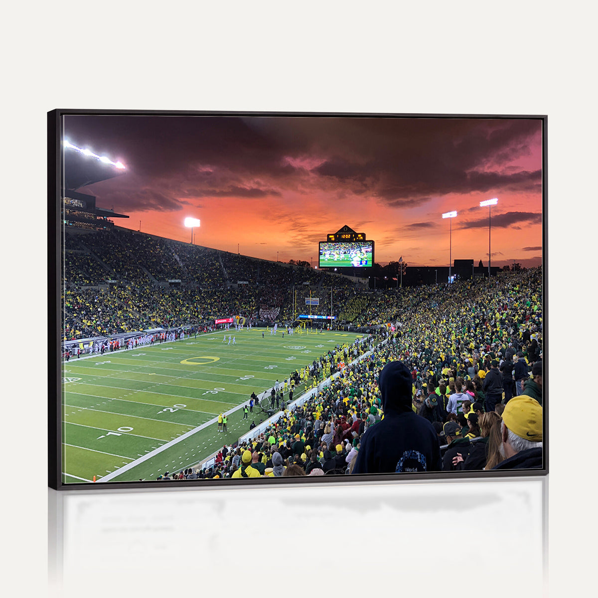 75065-PAN-FL-20X10 - Eugene Autzen Stadium Canvas Wall Art Print – Sunset Over Iconic Football Field Wall Decor for Home