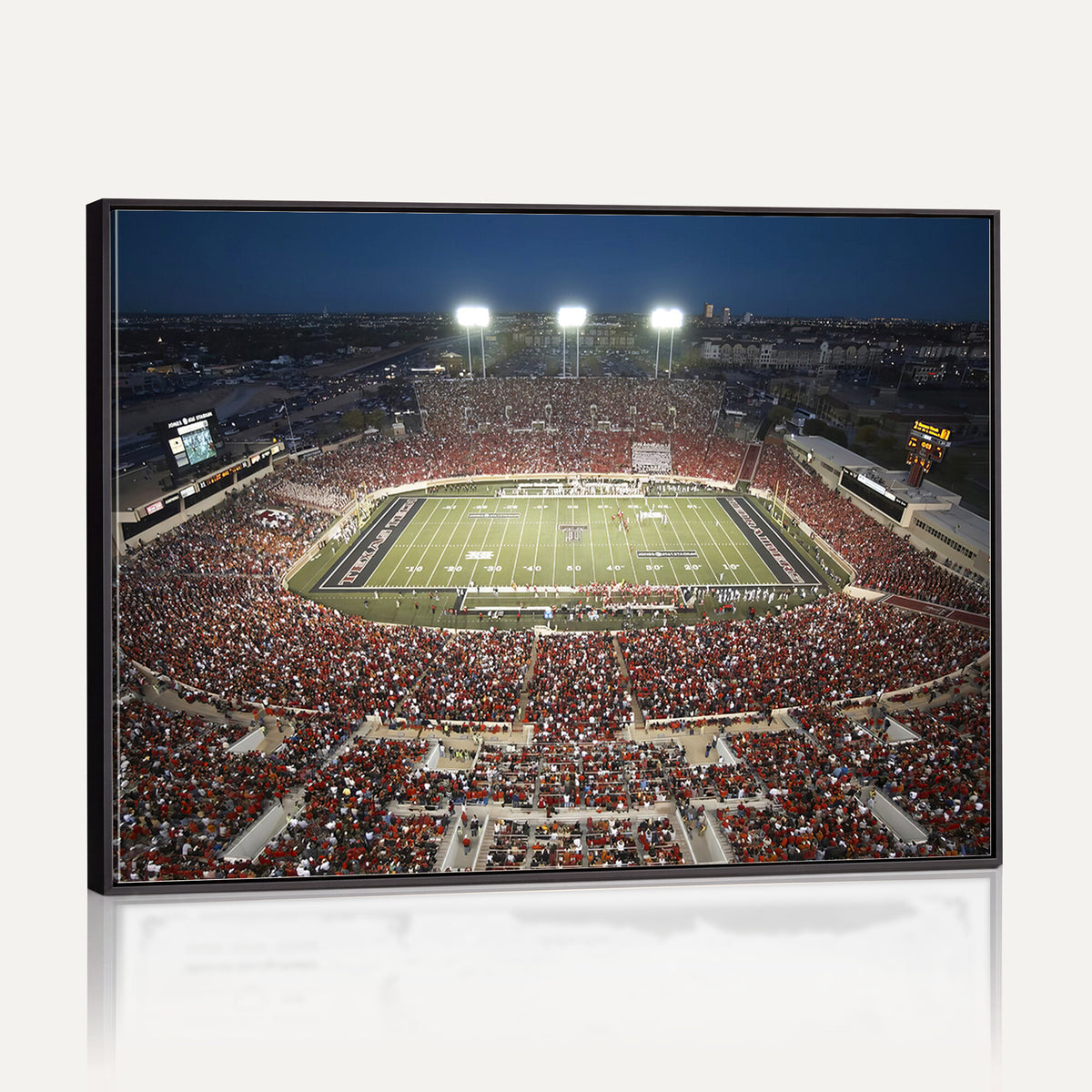 55763-MGV-CV-36X24 - Texas Tech Red Raiders Football Team Print, Lubbock Jones AT&T Stadium, Framed and Ready to Hang