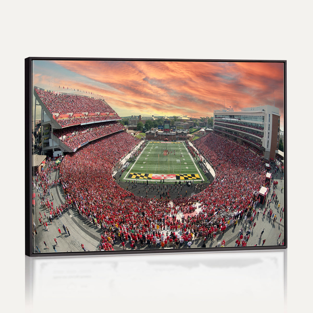 24140-PAN-FL-20X10 - University of Maryland Terrapins Football Team Print - College Park SECU Stadium Wall Art Canvas