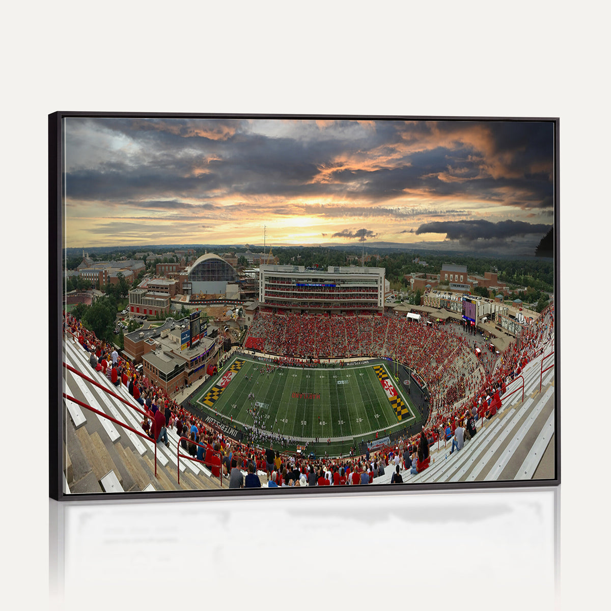 29993-PAN-FL-20X10 - University of Maryland Terrapins Football Team Print - College Park SECU Stadium Wall Art Canvas
