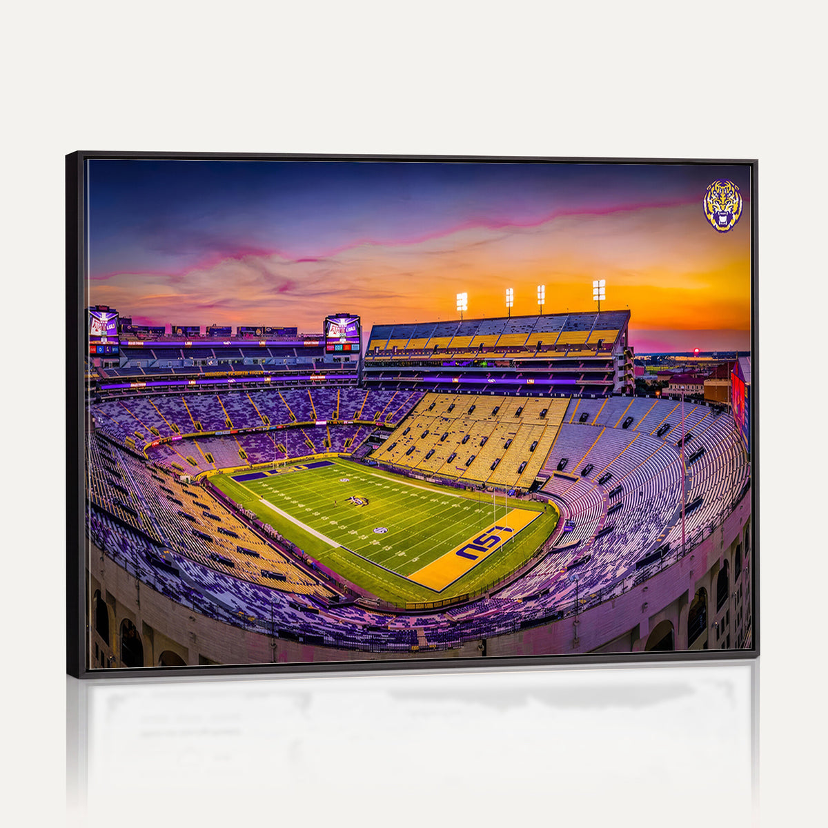 93538-MGV-CV-36X24 - The Louisiana State University Tigers Football Team Print, Framed and Ready to Hang Stadium Print