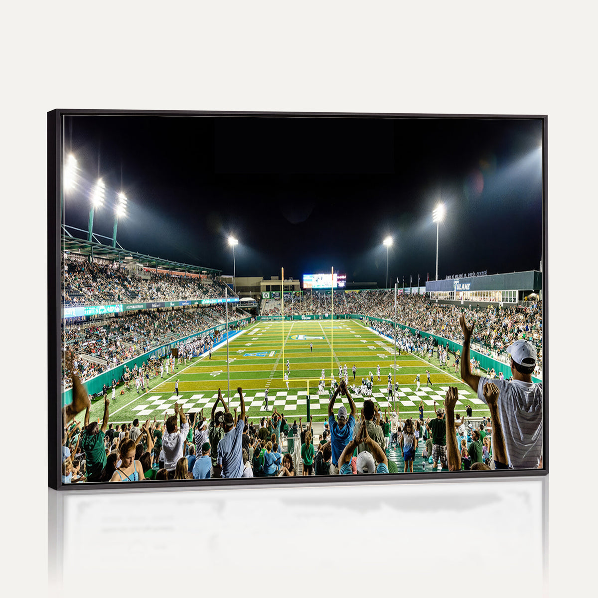 56448-MGV-CV-36X24 - The Tulane University Green Wave Football Team Print, New Orleans Yulman Stadium