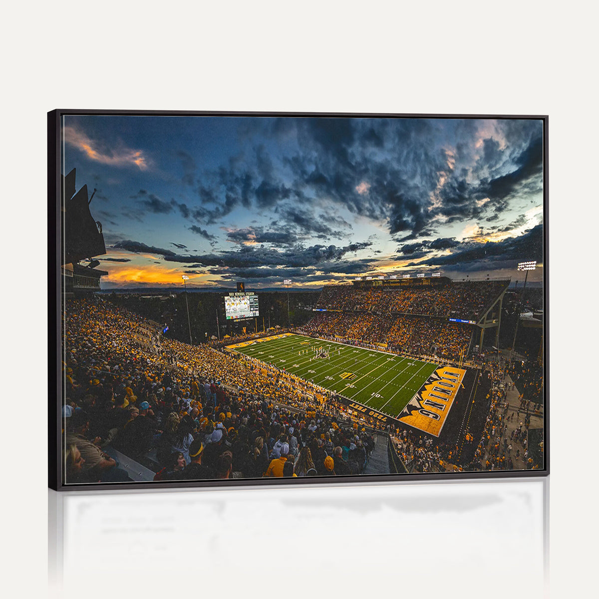 61020-MGV-CV-36X24 - University of Wyoming Cowboys Football Team Print, Laramie, Framed and Ready to Hang
