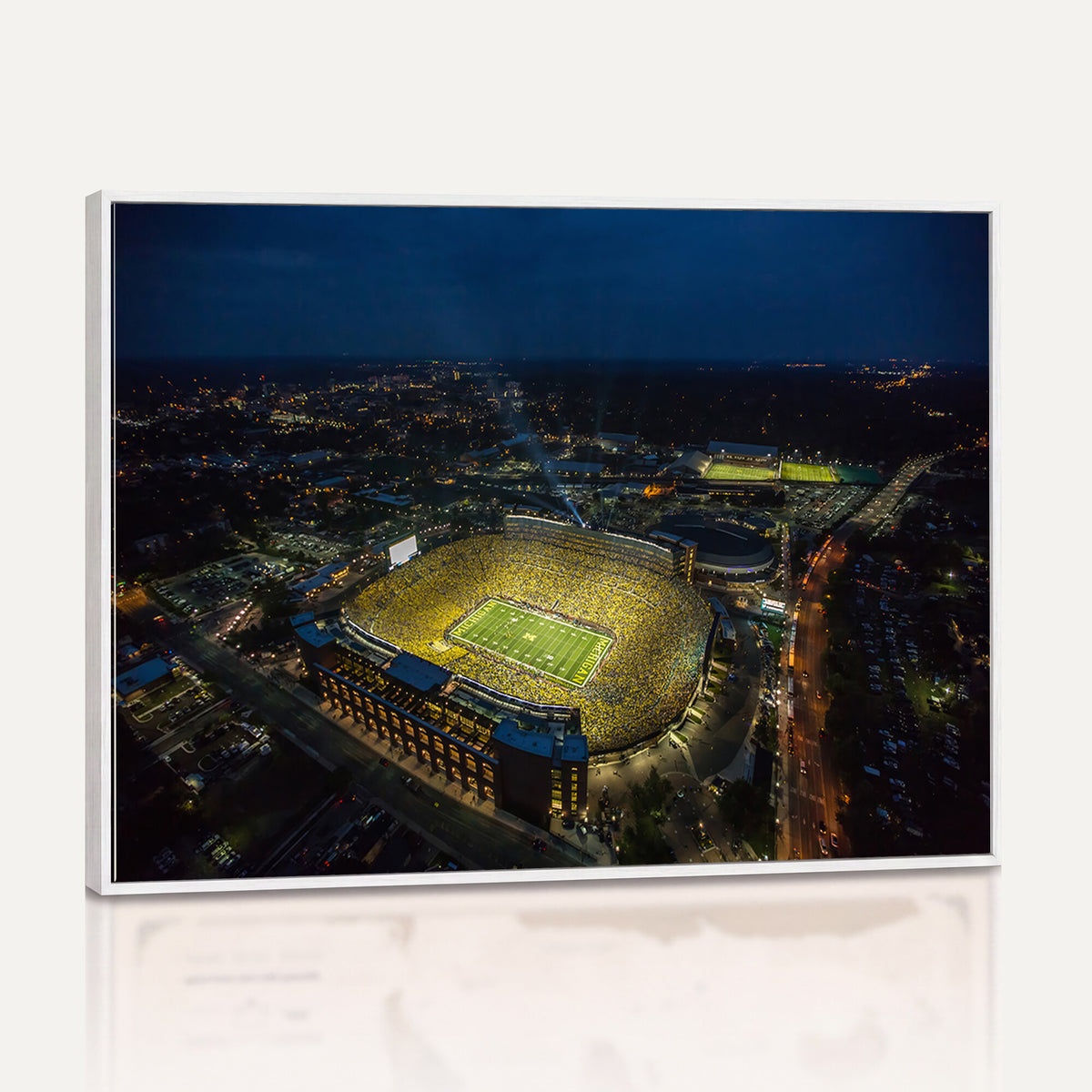 33588-MGV-CV-36X24 - Michigan Stadium Night Game Wall Art | Sports Arena Aerial View Canvas