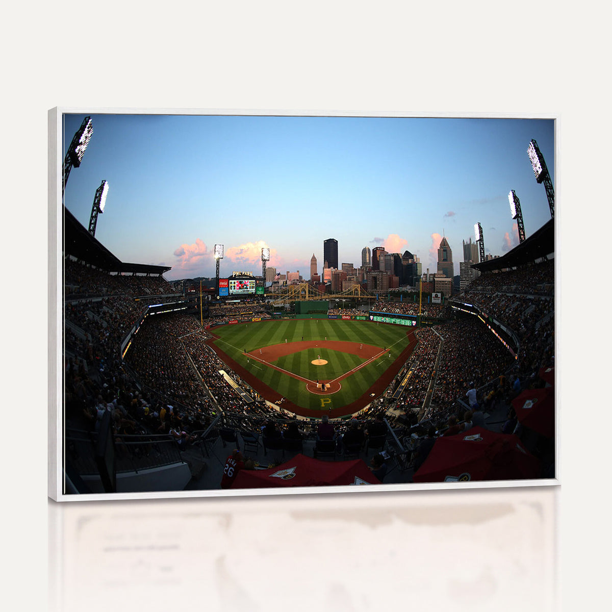 67670-MGV-CV-36X24 - PNC Park Evening Game Triple Canvas Wall Art | Pittsburgh Pirates MLB Stadium
