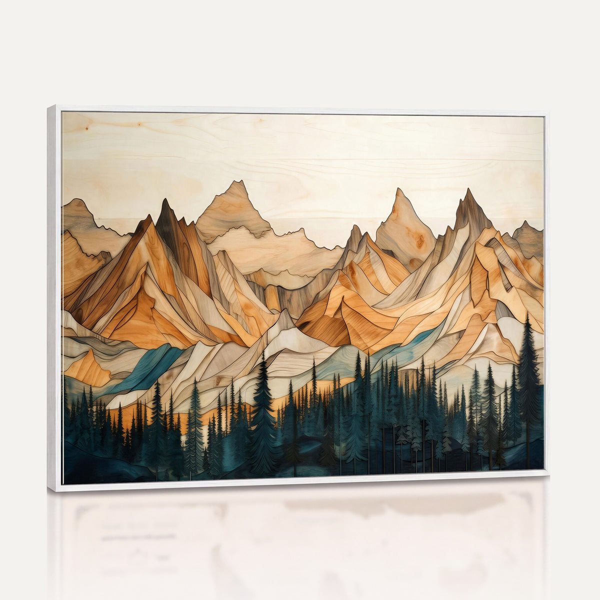 31576-PAN-FL-20X10 - Rustic Wood Mountain Wall Art Print | Triptych Giclee Print Featuring Handcrafted Forest and