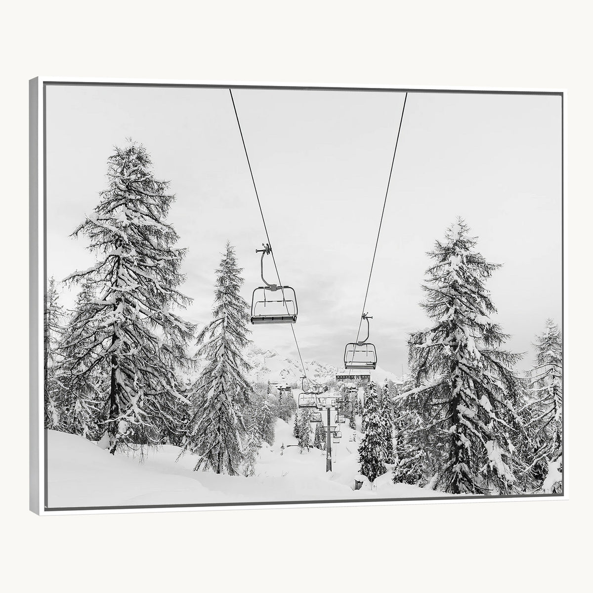 55003599D-MGV-CV-24X16 - Ski Lift Wall Art | Framed Snowy Mountain Canvas Artwork