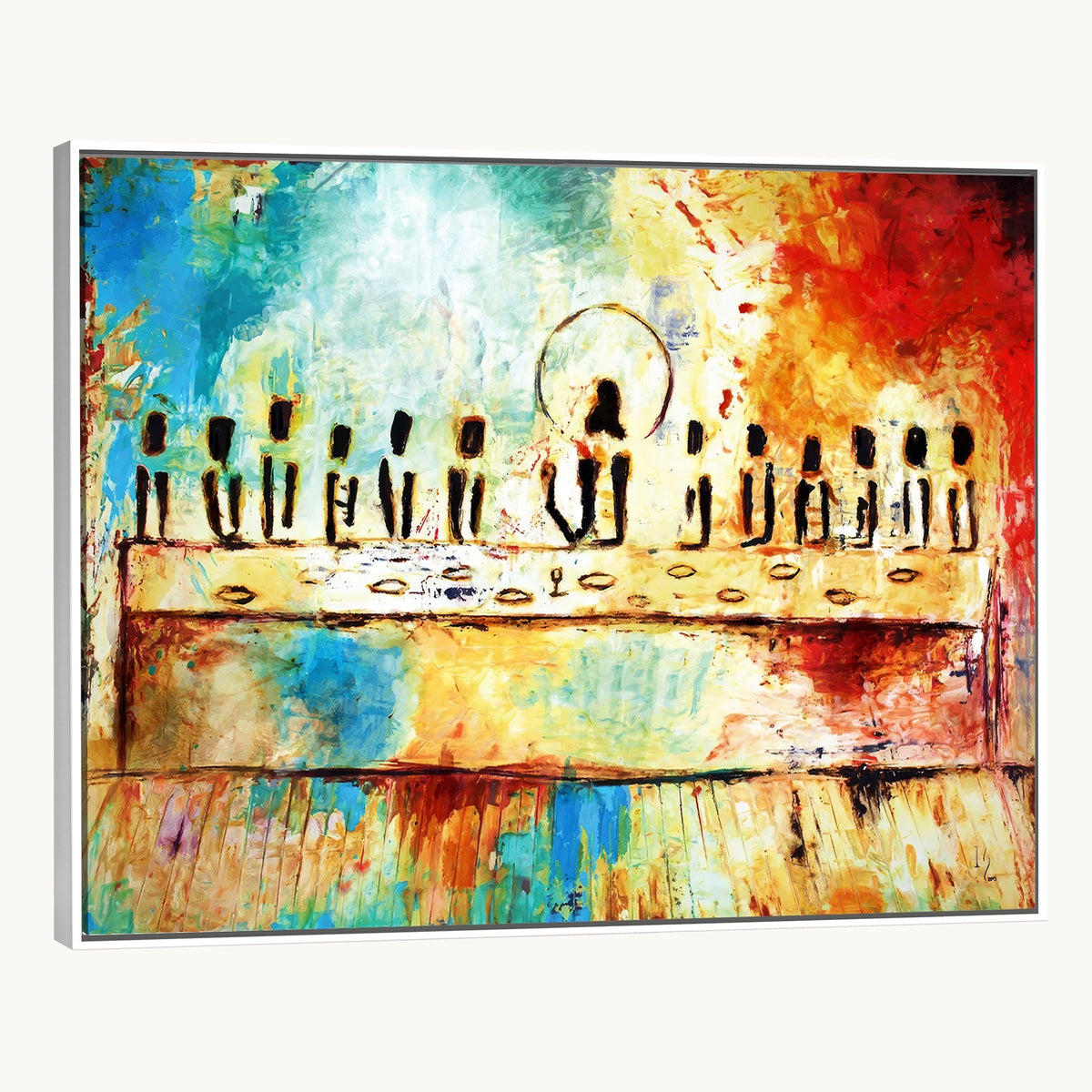 YKE34632598CR-_Poster-30x20 - Abstract Last Supper Wall Art, Jesus and Apostles Canvas Print, Religious Decor