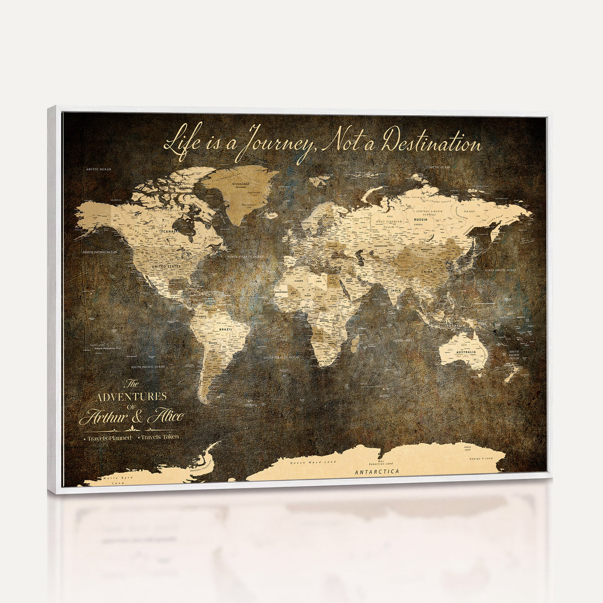 75877068-MGV-CV-36X24 - Custom Push Pin Travel Map Canvas Print, Couples Countries Visited Map, Bedroom and Study Decor