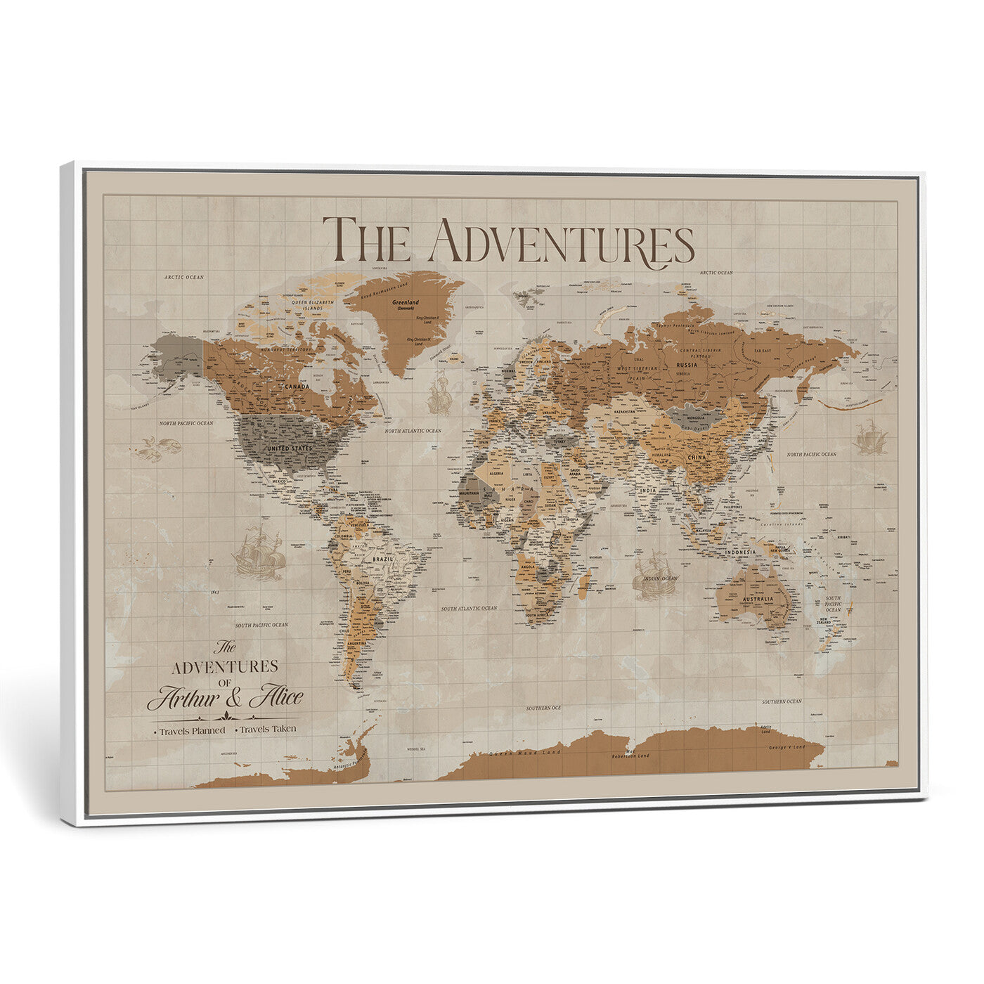 57738274-MGV-CV-36X24 - Custom Push Pin World Map Wall Art Canvas Print – Personalized Travel Tracker - NEWMAP-10