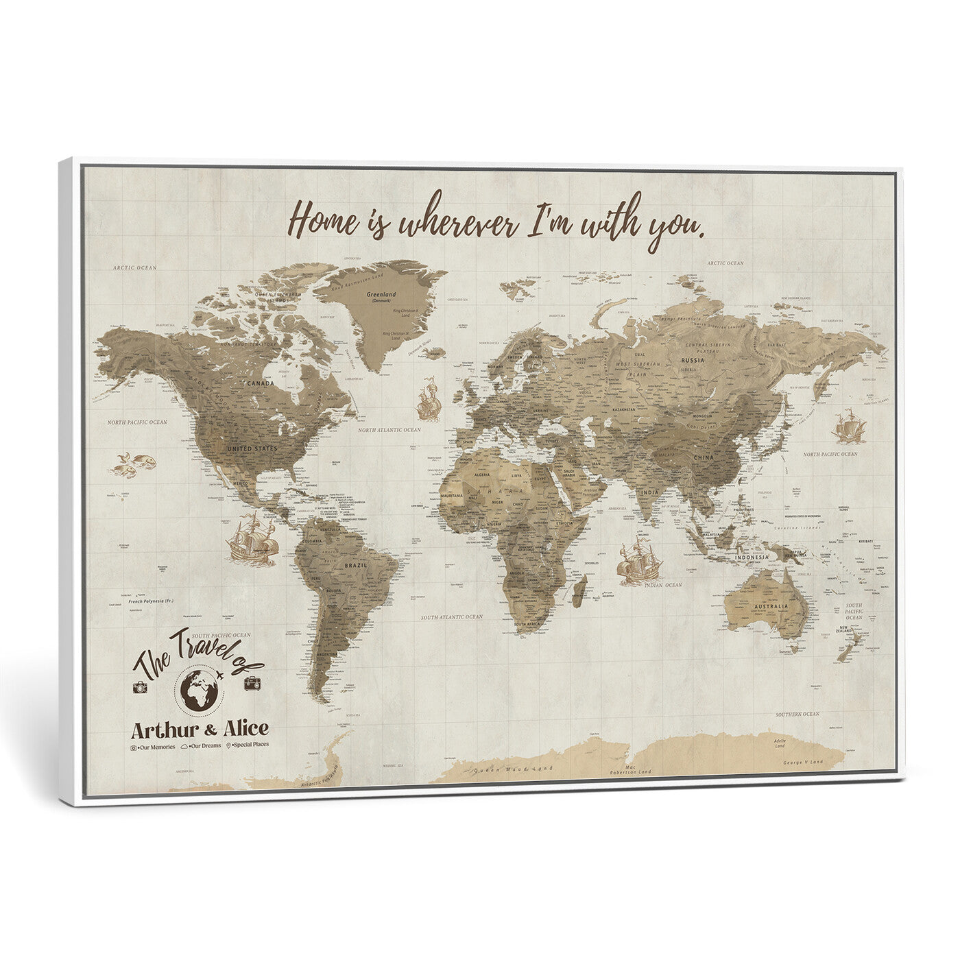 61351027-MGV-CV-36X24 - Custom Push Pin World Map Wall Art Canvas Print – Personalized Travel Tracker with Pins - NEWMAP-11