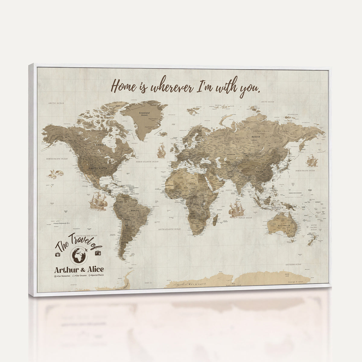 61351027-MGV-CV-36X24 - Custom Push Pin World Map Wall Art Canvas Print | Personalized Travel Tracker with Pins - NEWMAP-11