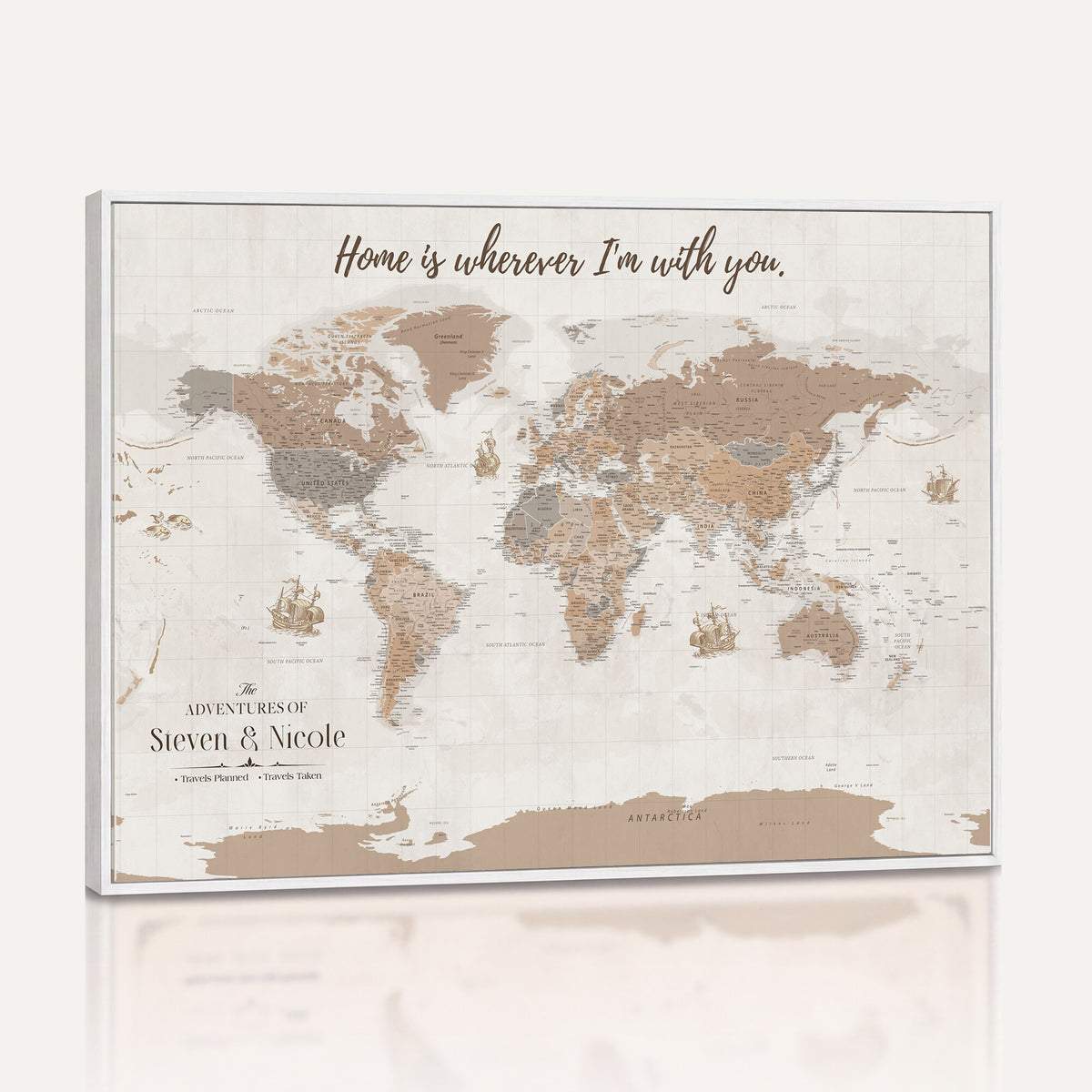 25831578-MGV-CV-36X24 - Custom Push Pin World Map Wall Art Canvas Print | Personalized Travel Tracker with Pins Framed Large for Home and Office Decor