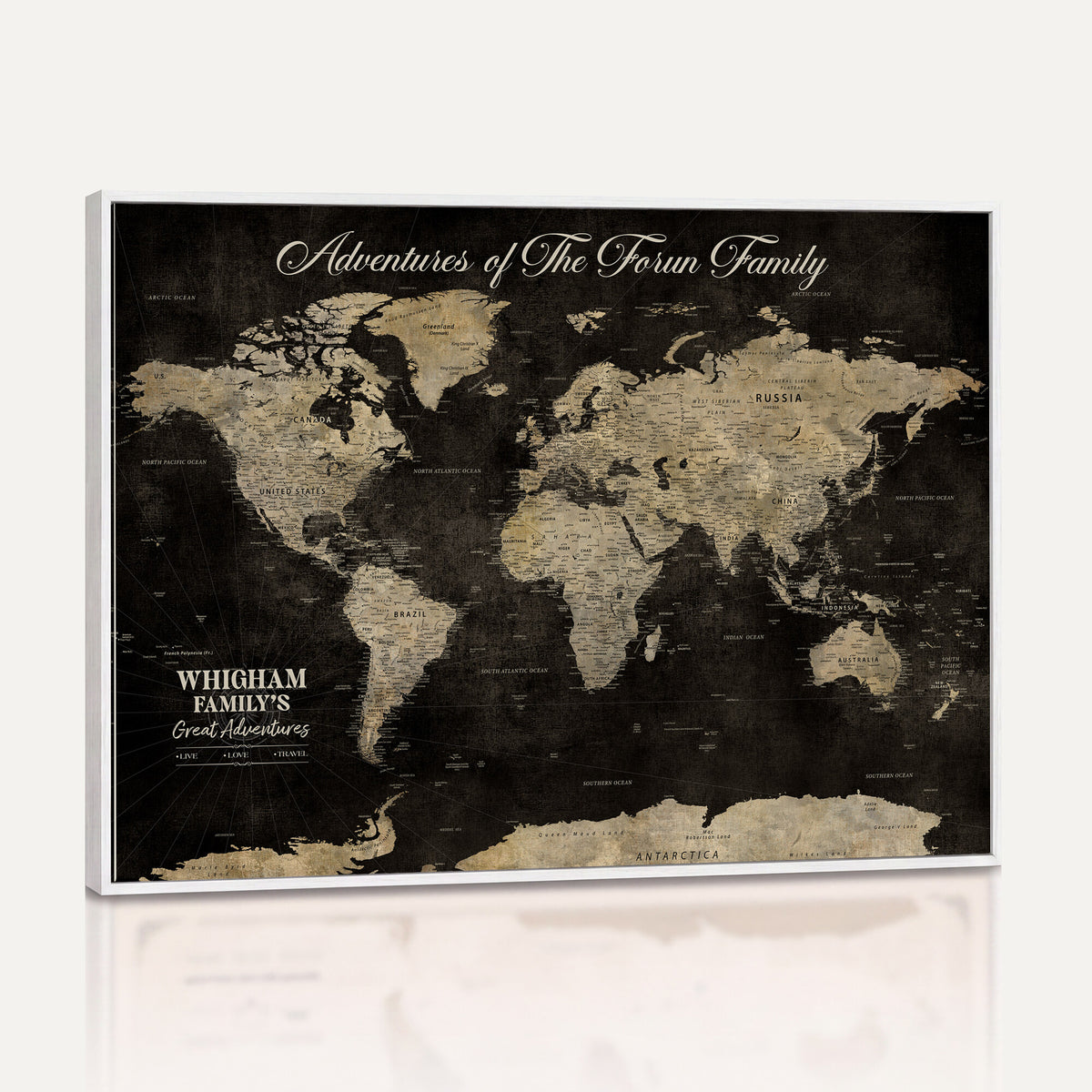 26348249-MGV-CV-36X24 - Custom Push Pin World Map Wall Art Canvas Print | Personalized Travel Tracker with Pins Framed Large for Home and Office Decor