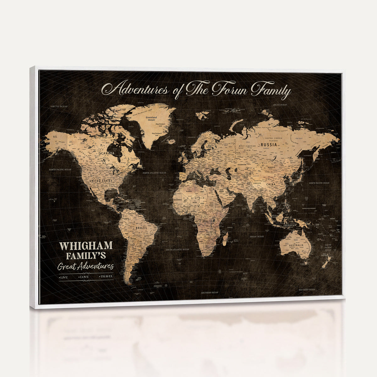 68639184-MGV-CV-36X24 - Custom Push Pin World Map Wall Art Canvas Print | Personalized Travel Tracker with Pins Framed Large for Home and Office Decor