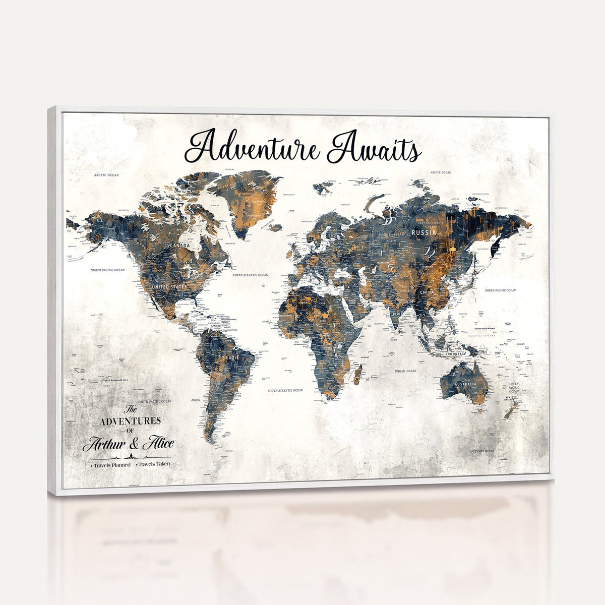 26041262-MGV-CV-36X24 - Custom Push Pin World Map Wall Art Canvas Print | Personalized Travel Tracker with Pins Framed Large Print - NEWMAP-6