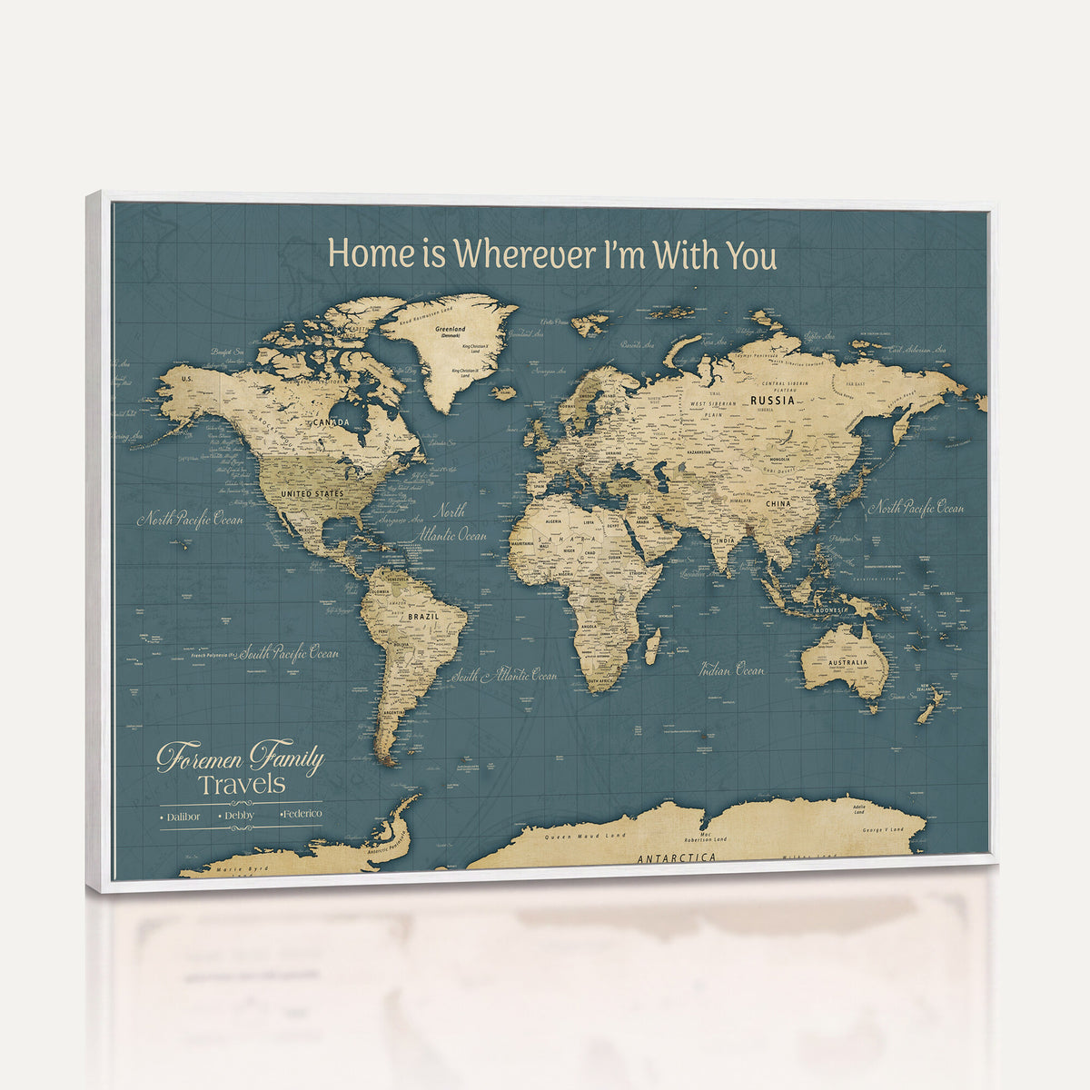 15936891-MGV-CV-36X24 - Custom Push Pin World Map Wall Art Canvas Print | Personalized Travel Tracker with Pins Framed Large for Home and Office Decor