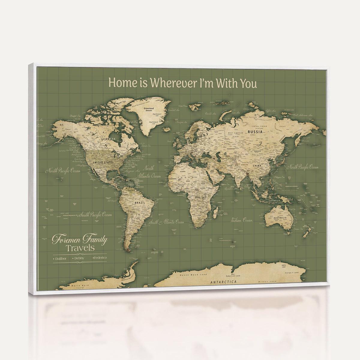 88521244-MGV-CV-36X24 - Custom Push Pin World Map Wall Art Canvas Print | Personalized Travel Tracker with Pins Framed Large for Home and Office Decor