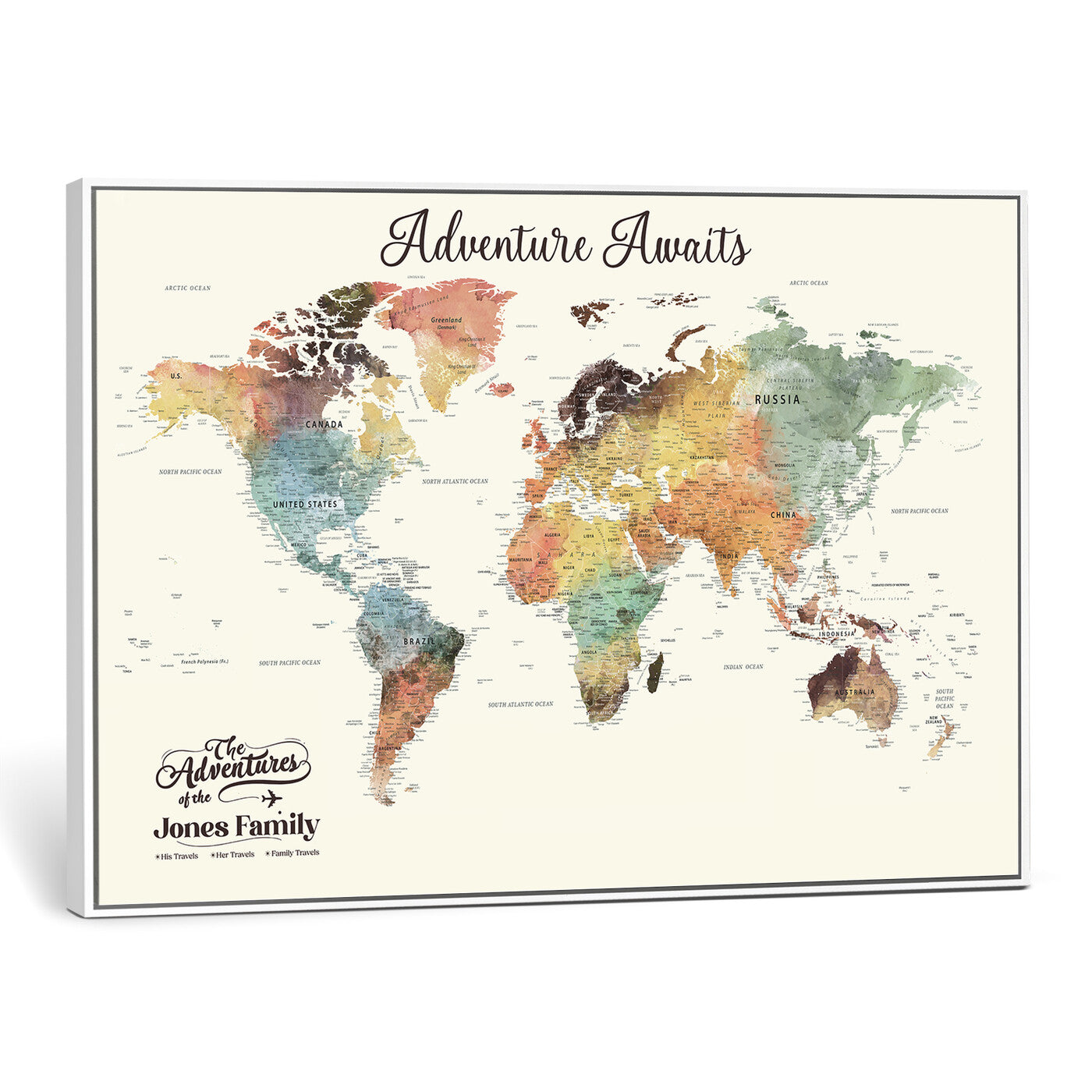73360781-MGV-CV-36X24 - Custom Push Pin World Map Wall Art Canvas Print – Personalized Travel Tracker - NEWMAP-7