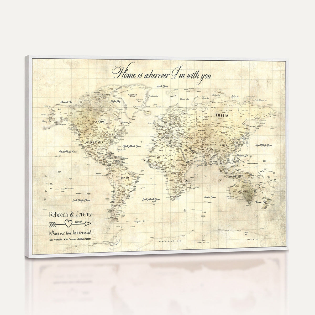 30705590-MGV-CV-36X24 - Custom Push Pin World Map Wall Art Canvas Print | Personalized Travel Tracker with Pins Framed Large for Home and Office Decor