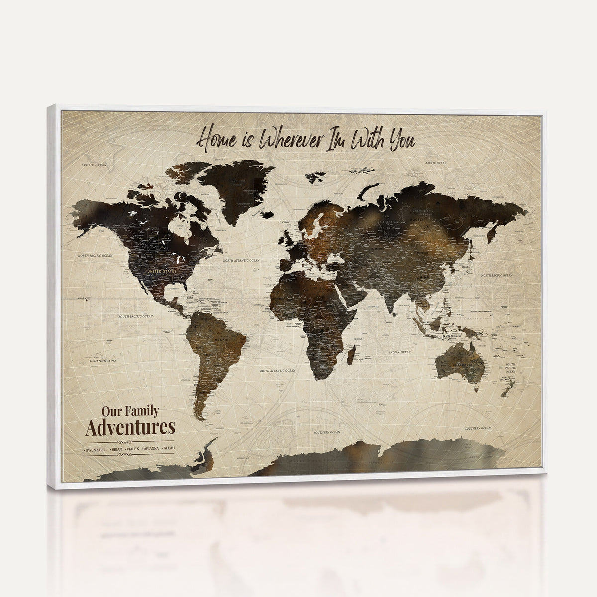 26357755-MGV-CV-36X24 - Custom Push Pin World Map Wall Art Canvas Print | Personalized Travel Tracker with Pins Framed Large for Home and Office Decor