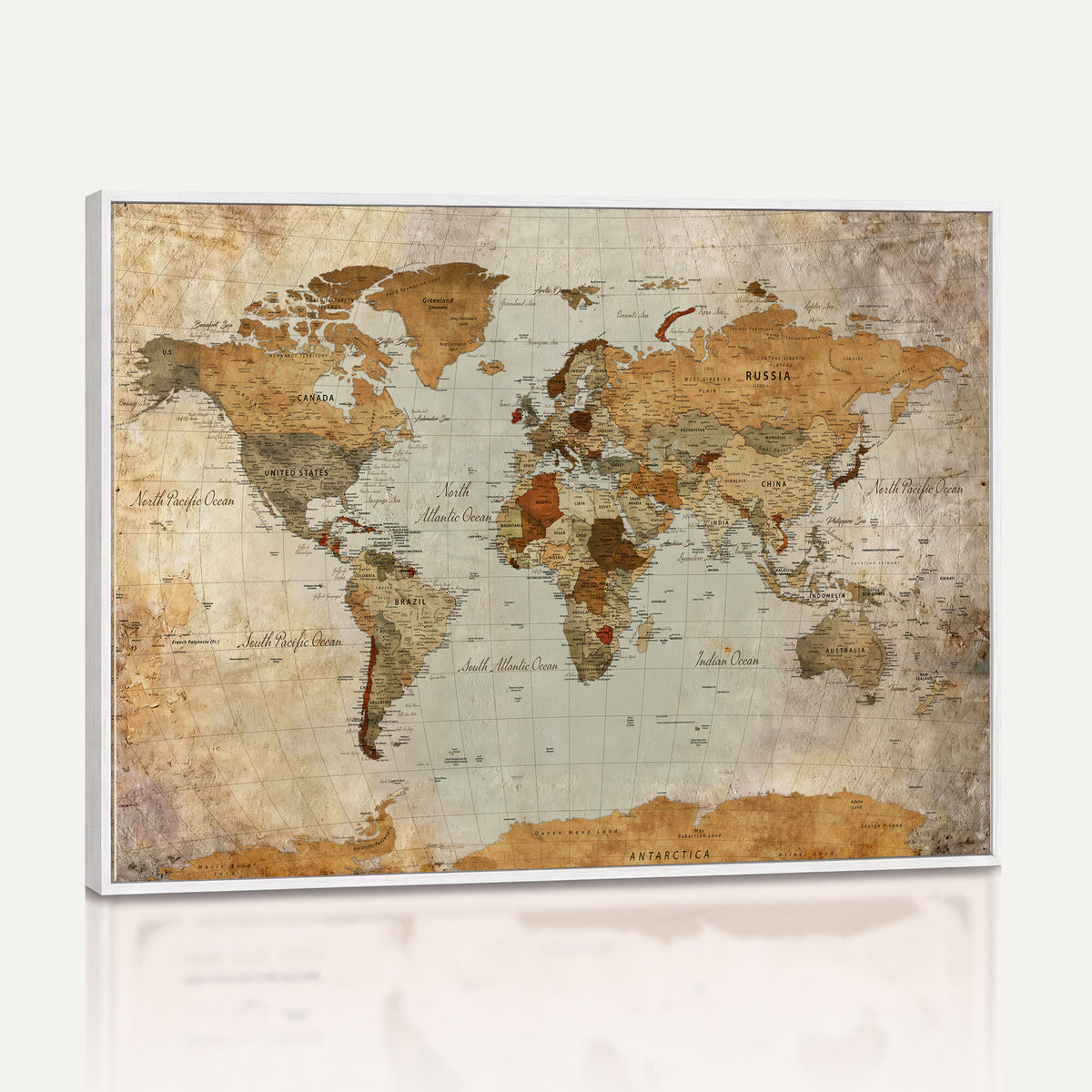 74176056-MGV-CV-36X24 - World Map Wall Art Canvas Print, Modern Decorative Framed Map Artwork Prints for Living Room, Office, Bedroom Wall Decor