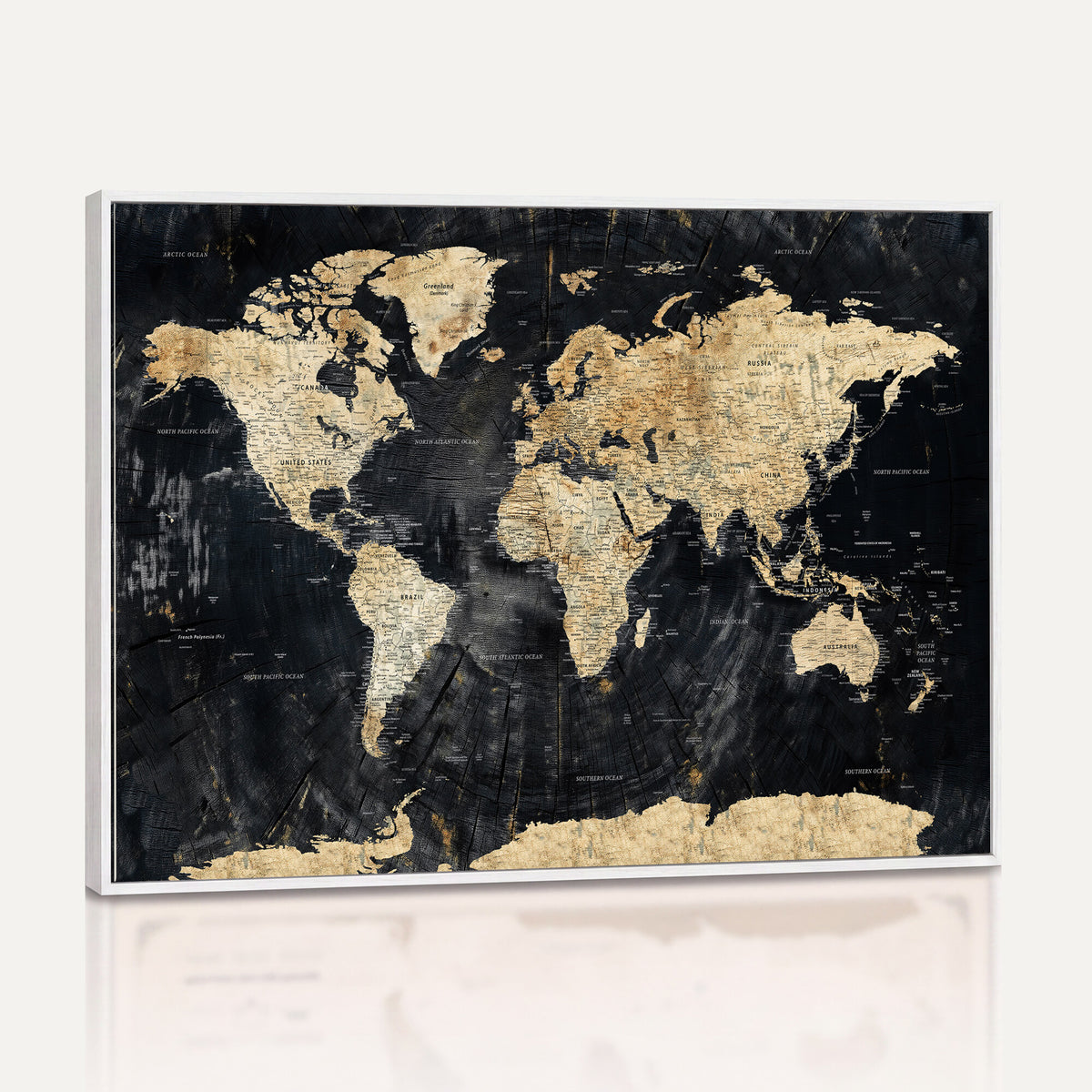45535041-MGV-CV-36X24 - Framed Large World Map Wall Art Canvas Print for Living Room