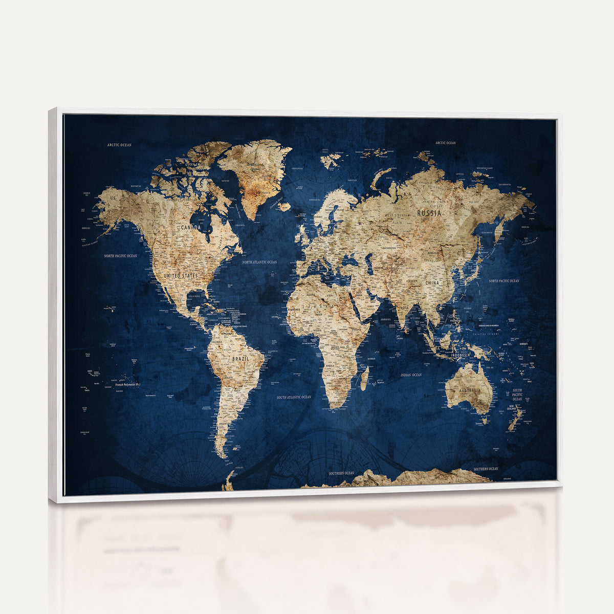 57503519-MGV-CV-36X24 - World Map Canvas Print – Framed Travel Map Wall Art for
