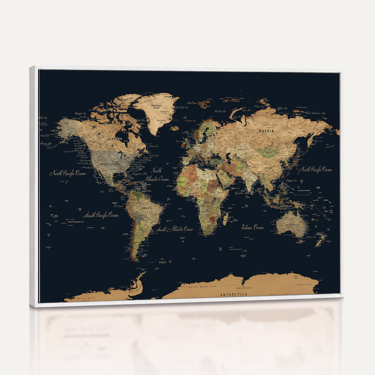 94449133-MGV-CV-36X24 - Vintage World Map Canvas on the Dark Background Wall Art