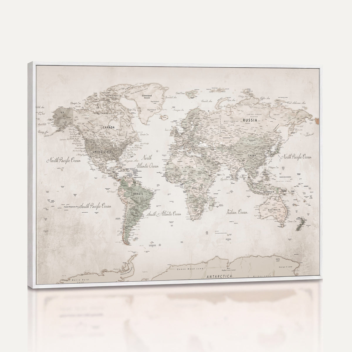 90355419-MGV-CV-36X24 - Antique Style World Map Canvas Print | Vintage Detailed World Map Art for Travel Lovers