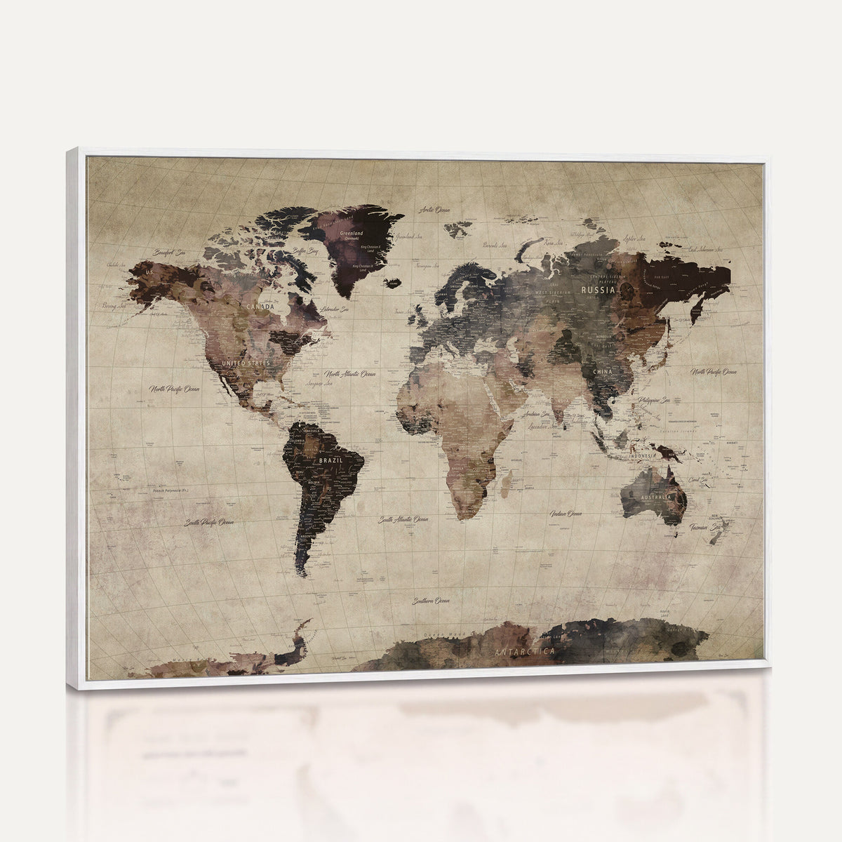 59159103-MGV-CV-36X24 - World Map Canvas Print, Detailed Map of the World, Adventure Gift for Couples and Anniversaries