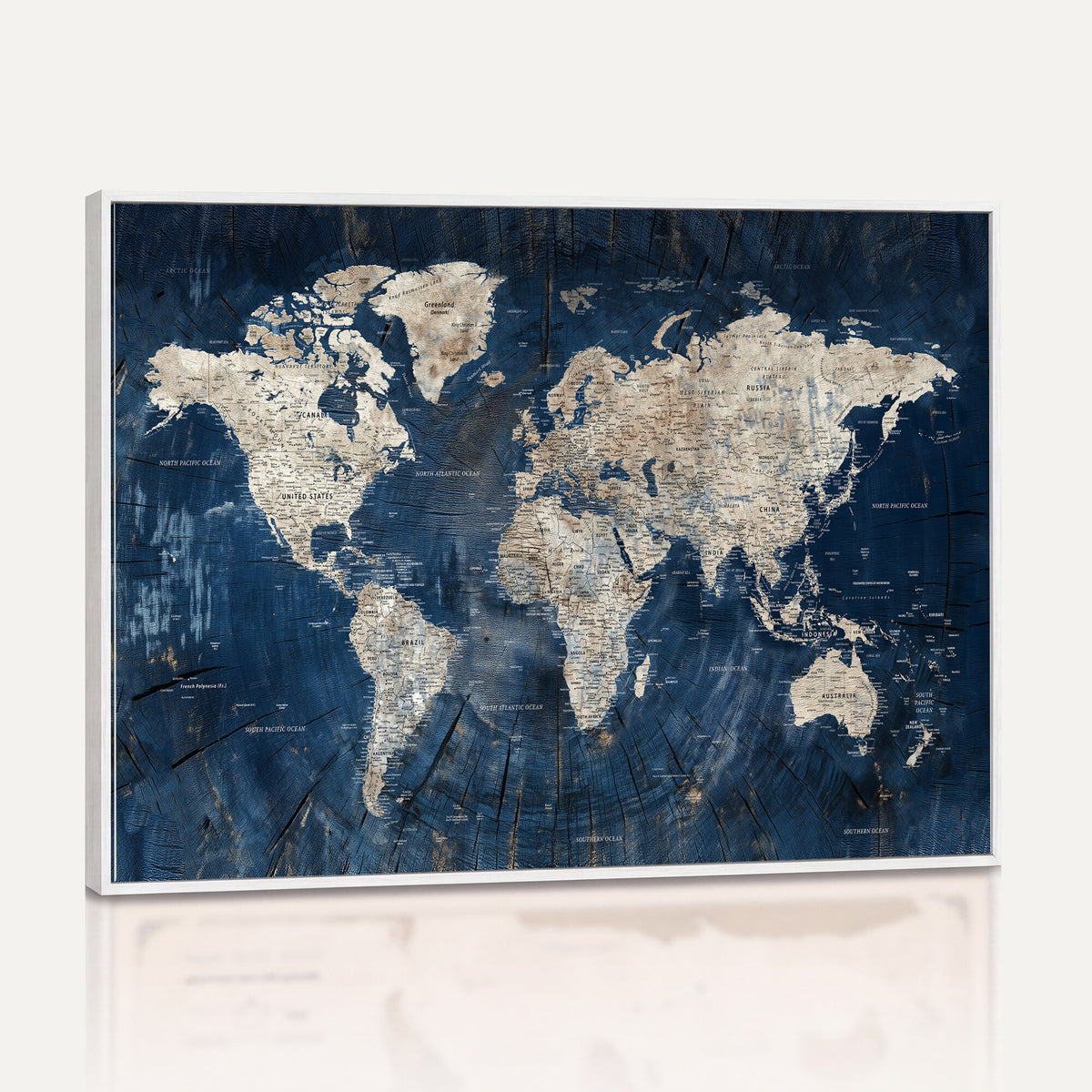 56126010-MGV-CV-36X24 - Large Blue World Map Wall Art Canvas Print for Home Office