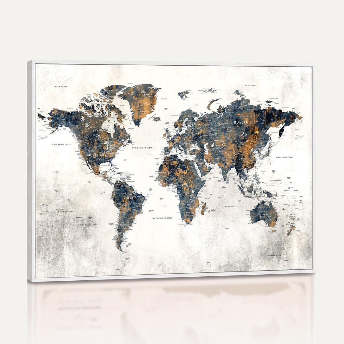 52451147-MGV-CV-36X24 - World Map Wall Art Canvas Print for Office Wall Decor