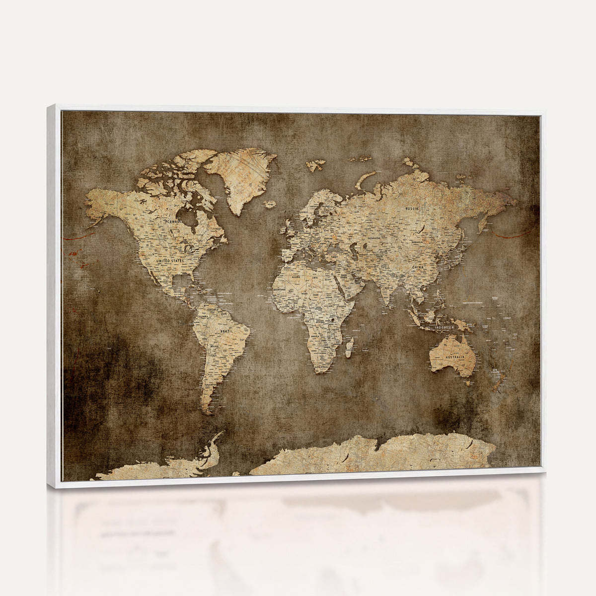 35847542-MGV-CV-36X24 - Dark Vintage World Map Canvas Wall Art Print, Antique Map