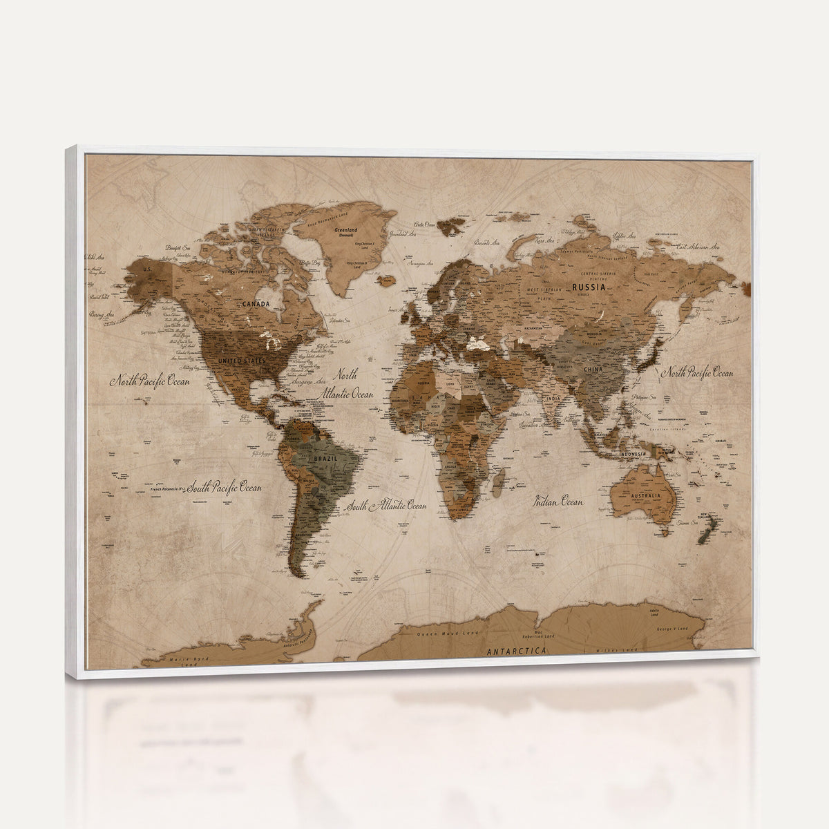 40064188-MGV-CV-36X24 - World Map Wall Art Canvas Print, Modern Decorative Framed Map Artwork Prints for Living Room, Office, Bedroom Wall Decor
