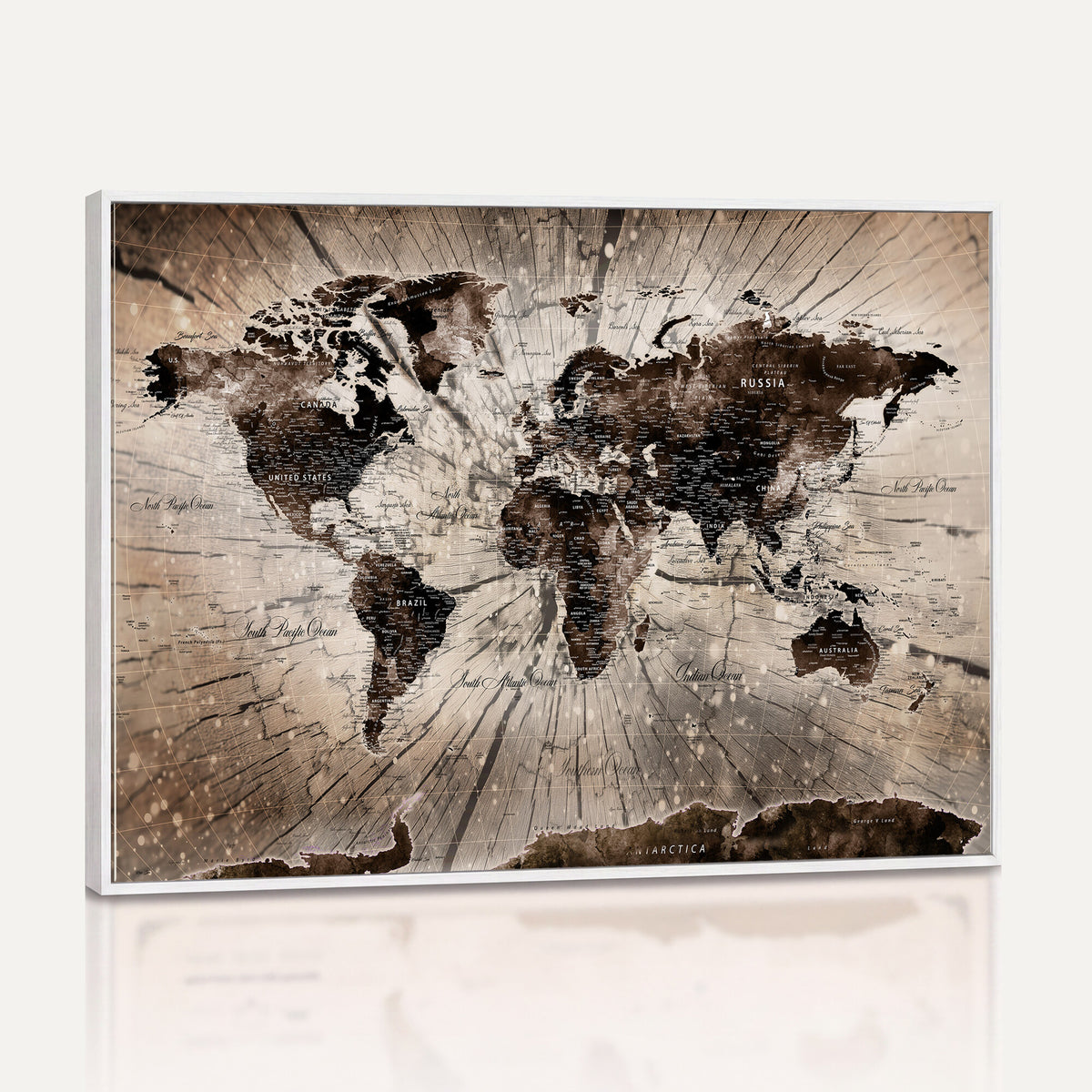 94623295-MGV-CV-36X24 - World Map Wall Art Canvas Print, Modern Decorative Framed Map Artwork Prints for Living Room, Office, Bedroom Wall Decor