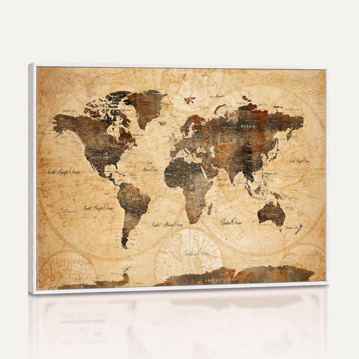 63156625-MGV-CV-36X24 - World Map Wall Art Canvas Print, Modern Decorative Framed Map Artwork Prints for Living Room, Office, Bedroom Wall Decor
