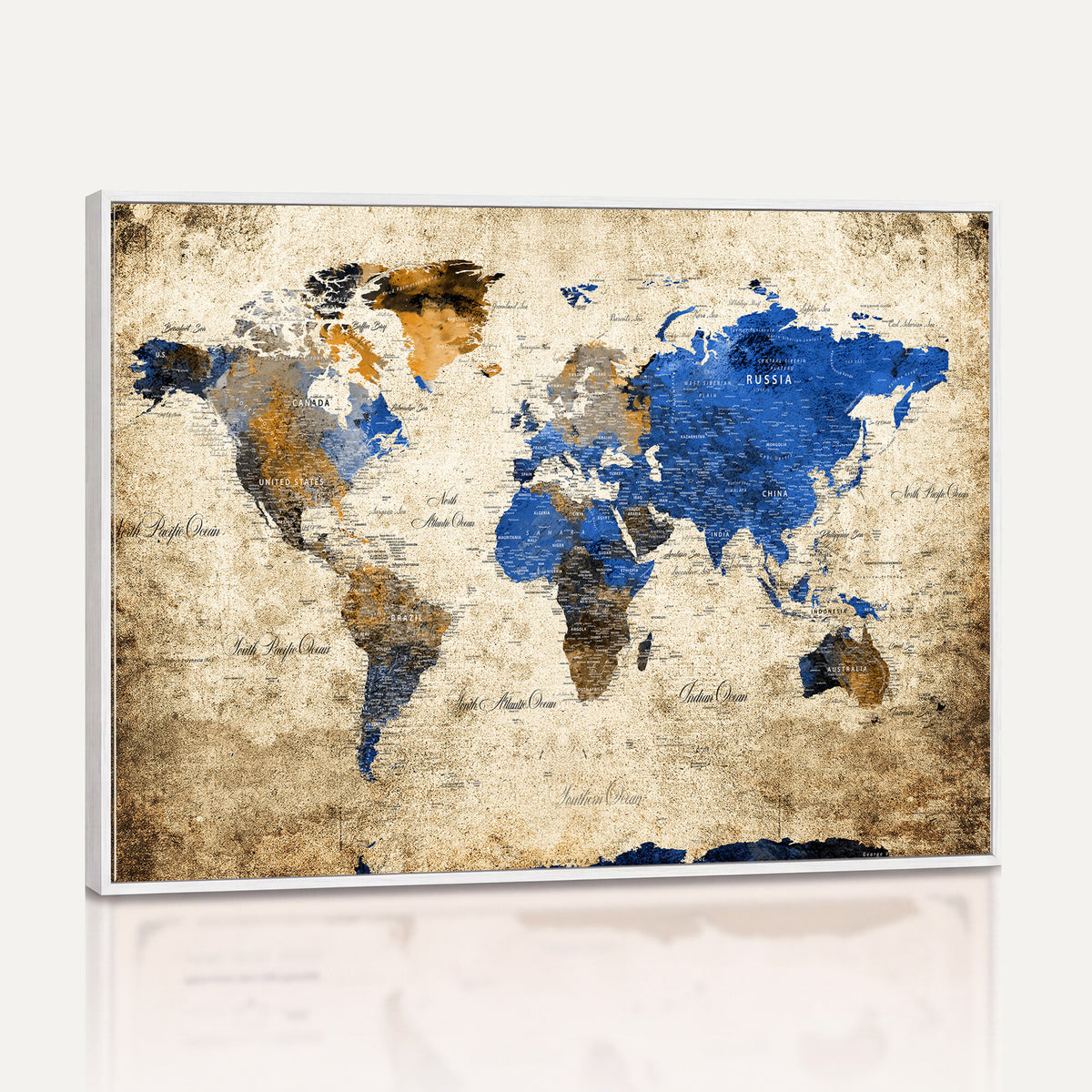 27314341-MGV-CV-36X24 - World Map Wall Art Canvas Print, Modern Decorative Framed Map Artwork Prints for Living Room, Office, Bedroom Wall Decor