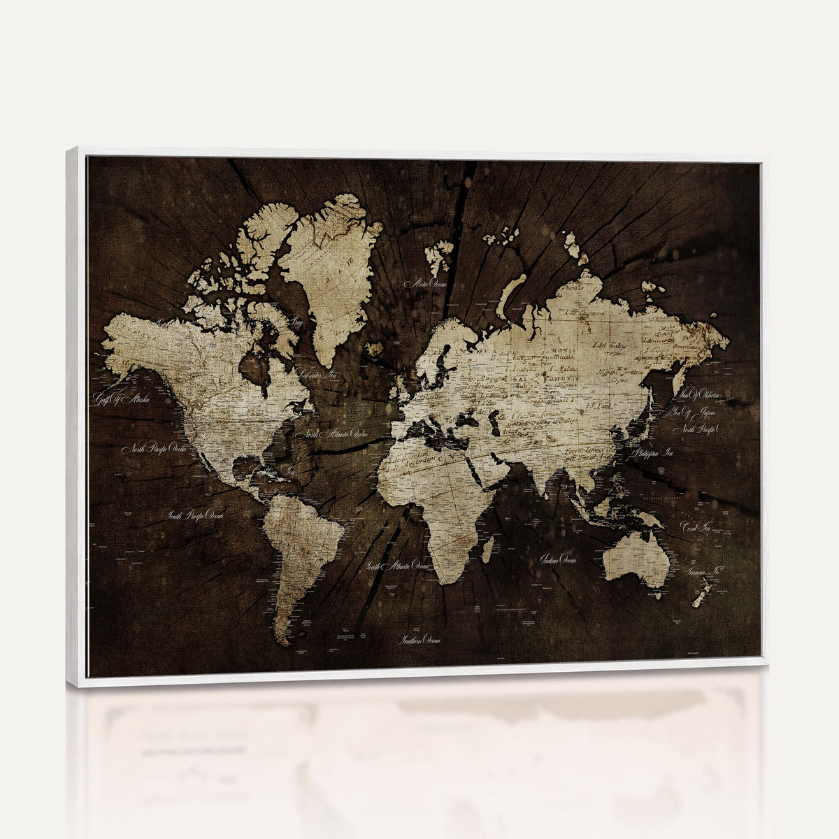 40991509-MGV-CV-36X24 - World Map Wall Art Canvas Print, Modern Decorative Framed Map Artwork Prints for Living Room, Office, Bedroom Wall Decor